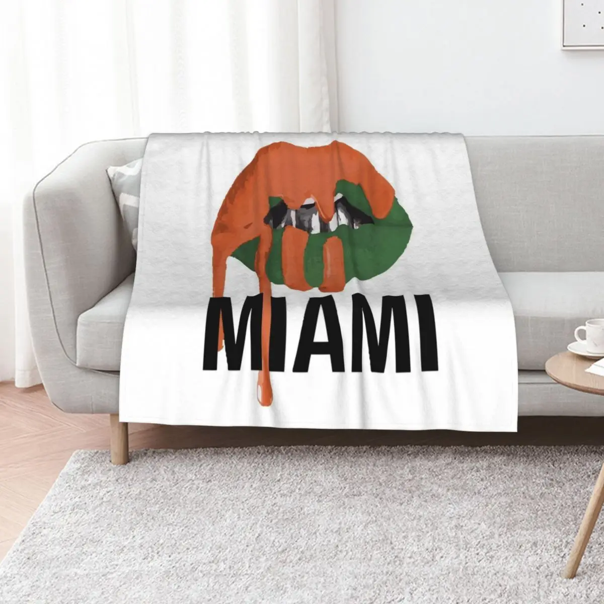 Univeristy of Miami Varsity Lips Throw Blanket Quilt Furry funny gift Baby Personalized Gift Bed linens Blankets