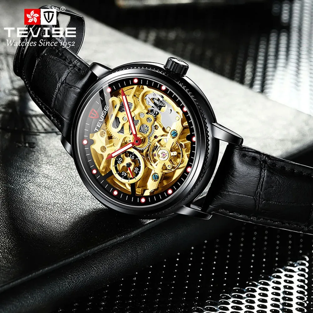 2024 NEW Luxury Brand Mechanical Men's Watch Fashion Automatic Watch Men's Leather Waterproof Business Clock Reloj Hombre