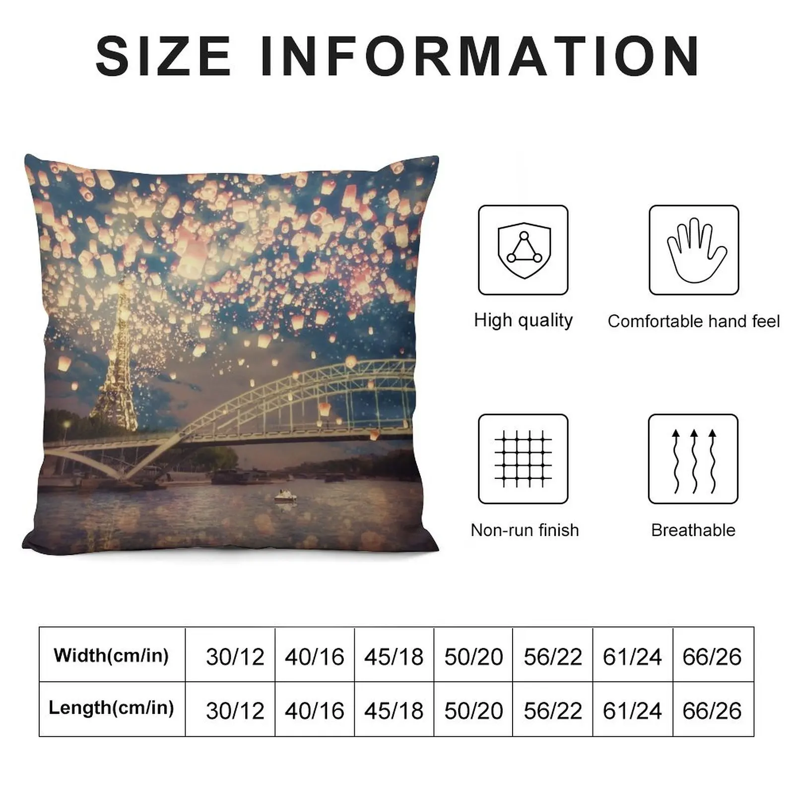 Love Wish Lanterns over Paris Throw Pillow Cushion Cover Luxury Sofa Covers For Living Room Plaid Sofa pillow