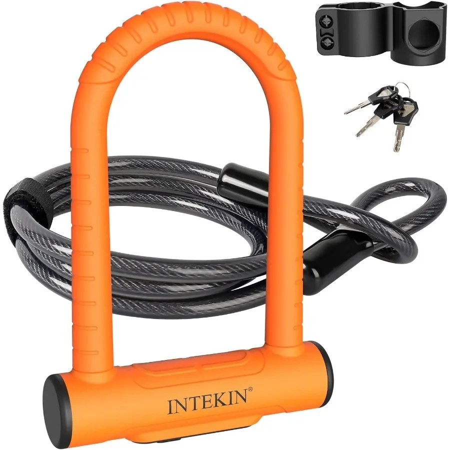 

Heavy Duty 16mm U Lock with 3ft 5ft 6ft Security Cable and Sturdy Mounting Bracket for Secure Bicycle Motorcycle and Other Vehi