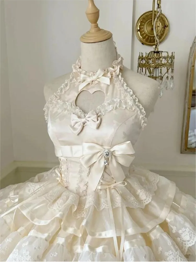 Zijden satijnen abrikozen hartvormige uitgeholde minirok in balletstijl