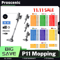 Proscenic P11 Mopping Cordless Vacuum Cleaner, 5-Stage Filtration System, 2000mAh Battery, 35Kpa Suction, 0.65L Dustbin, LED