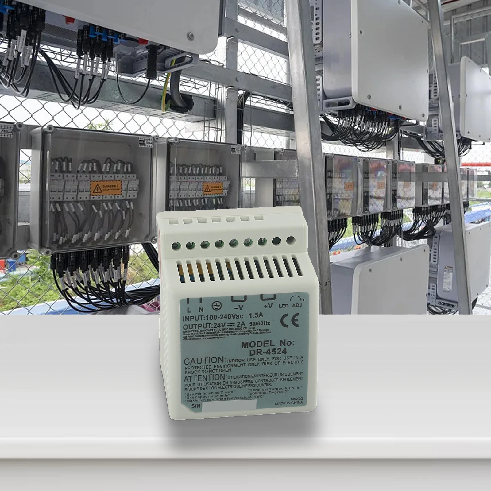 

DR4524 45W 24V Single Output Switching Power Supply with Din Rail Mount Suitable for Industrial Automation and Control
