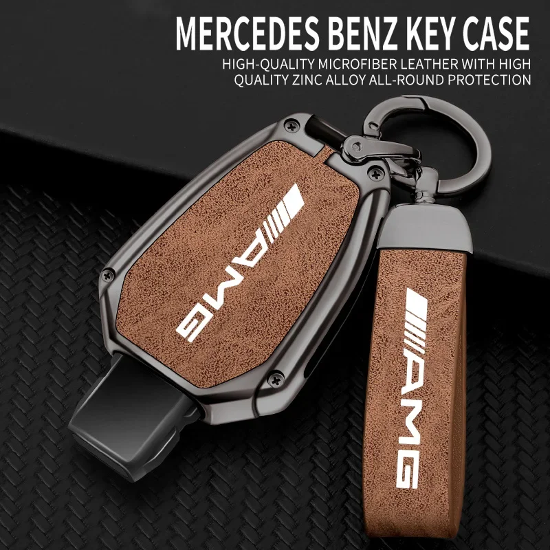 Zinc Alloy Car Flip Key Case Cover For Mercedes Benz A B C S Class AMG GLA CLA GLC W176 W221 W204 W205 Leather Shell Fob Holder