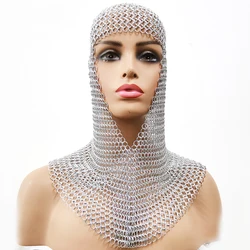 Medieval Chain Armor Helmet Knight Crusader Wearable Chainmail Hat Soldier Cosplay Costume Carnival Dress Up Party