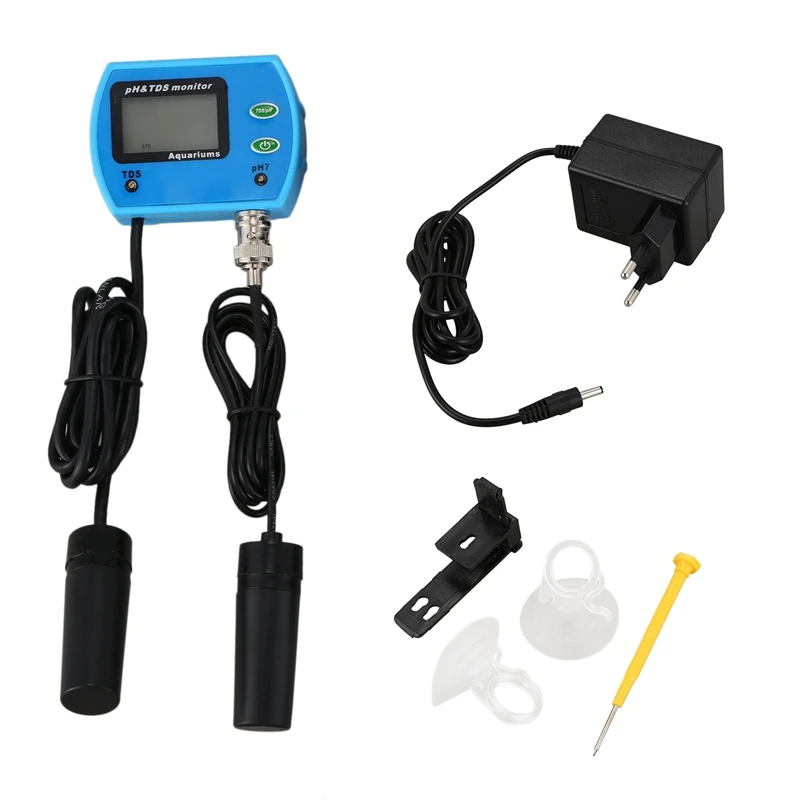 ABGG-HT-9851 2 In 1 Water Quality Detector Monitor Online PH/TDS Acidity Monitor Tester For Aquarium Water Purifier Test EU Plug