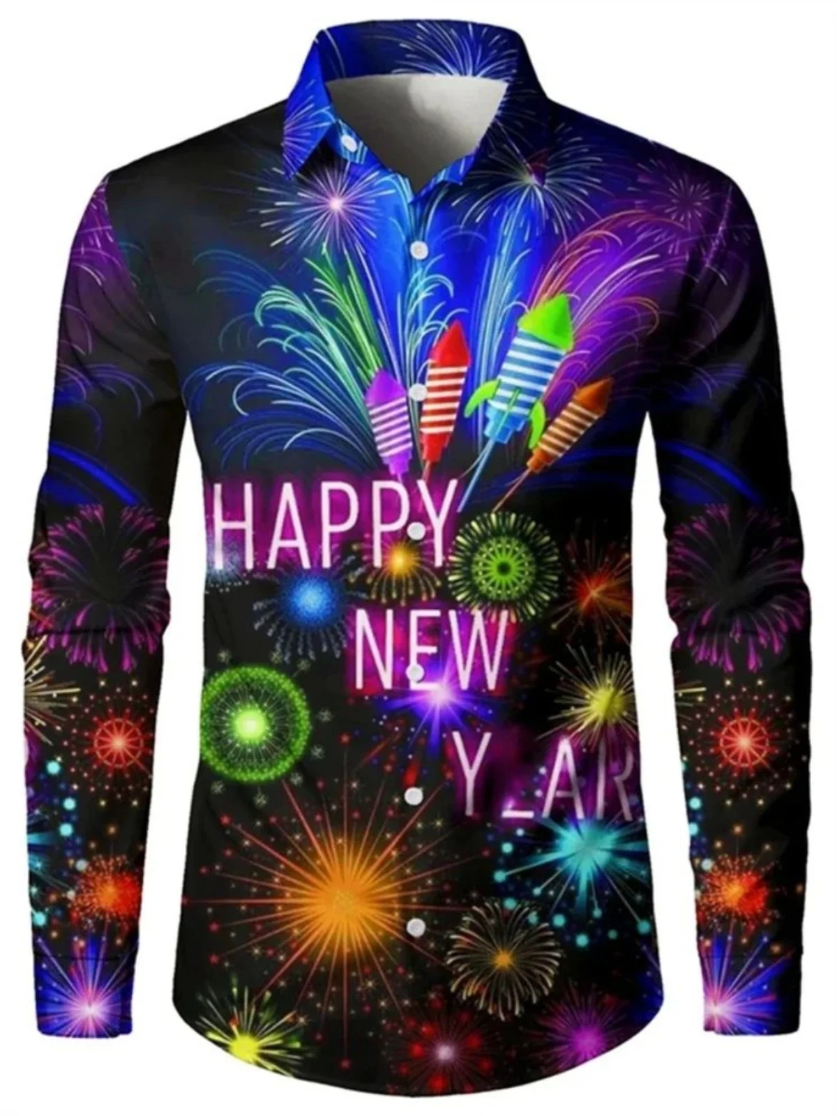 

Loose Long Sve Men's New Year Printed irt Breathable Comfortable Youth Trend Autumn Spring Casual Faion Chinese Origin
