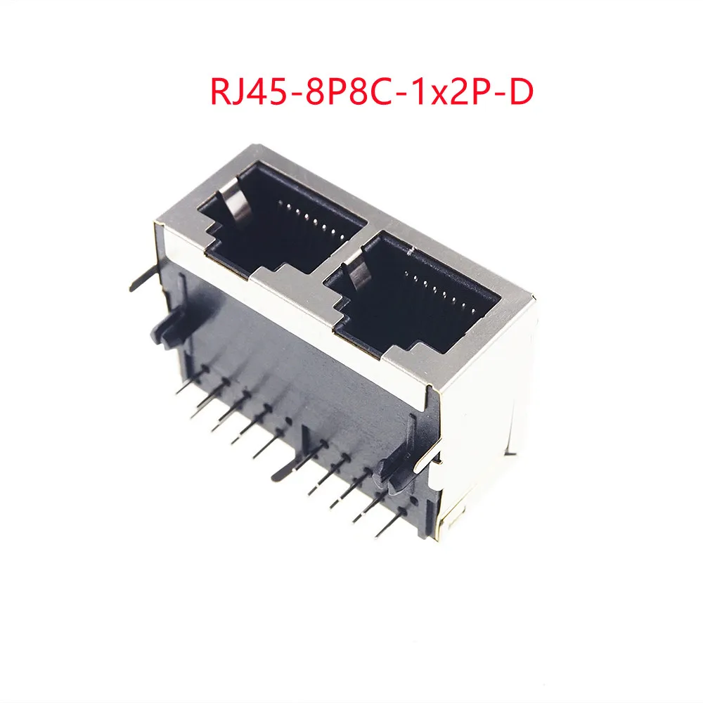 

20pcs RJ45 Dual Port Shielded Modular PCB Jack 8P8C Right Angle Through Hole PCB Ethernet connector Tab Direction Down 2 Ports