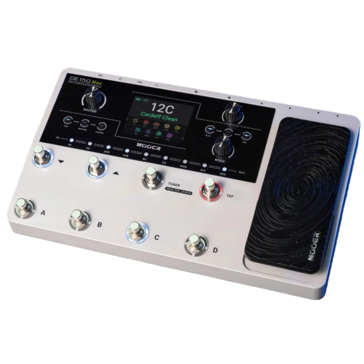 MOOER GE150 MAX Amp النمذجة والتأثيرات المتعددة مع شاشة LCD ملونة مقاس 3.5 بوصة/8 ألوان مفتاح قدم/26 كابينة/ستيريو XLR