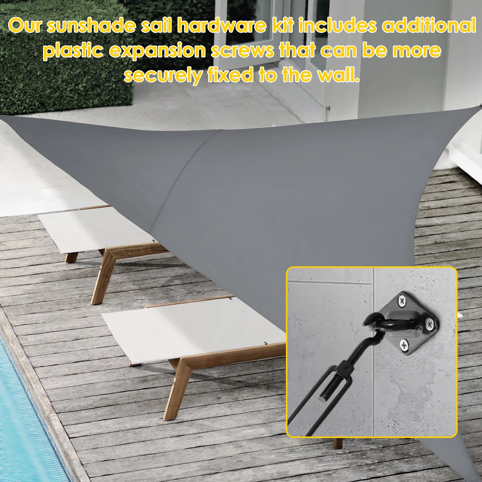 41Pcs Sun Shade Sail Hardware Kit 304 Stainless Steel Awning Fixing Installation Kit Heavy Duty Awning Attachment for Outdoor