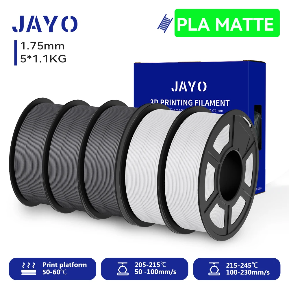 JAYO PLA Matte 3D Printer Filament 1.75mm+/-0.02mm 5/10Rolls 100% No Bubble Non-toxic3D Printing Materials for 3D Printer& Pen image 3