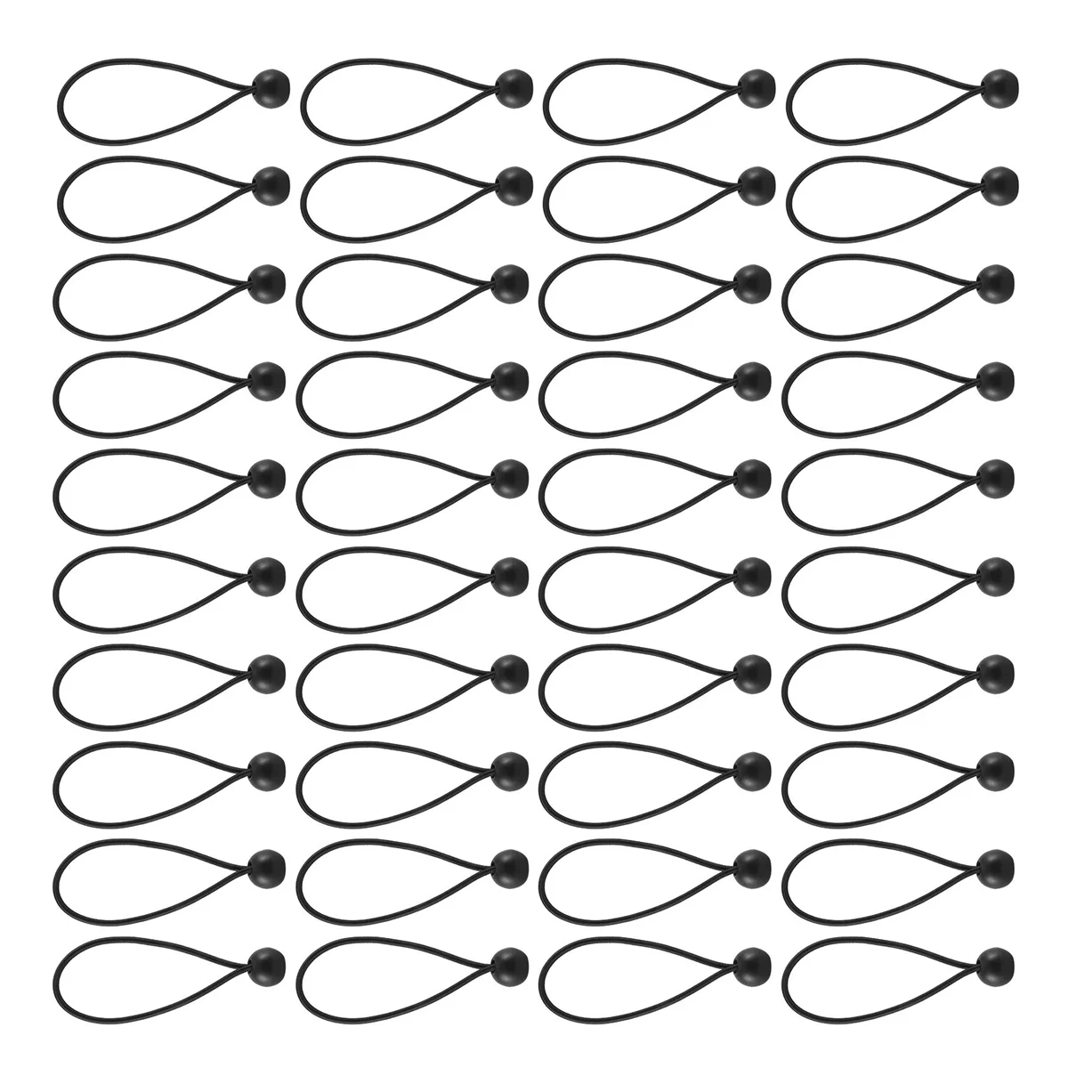 50 Pcs Bungee Cord with Balls Elastic Ties Bungee Toggles Ties for Marquees,Tents Banners,Flag Poles,Tarp (Black)