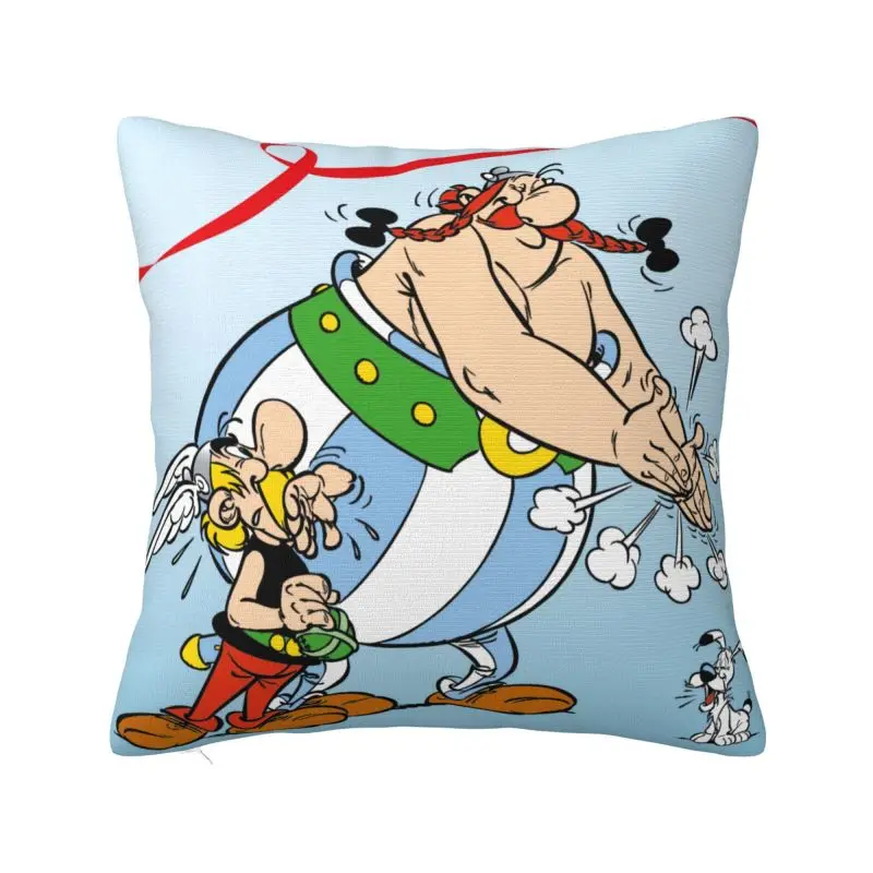 Custom Asterixs And Obelixs Adventure Comic Pillow Case 45x45cm Cushion Cover Decoration Salon Square Pillowcase