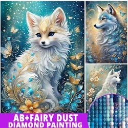 AB Diamond Painting Fairy Dust Arctic Fox 5D Fantasy Aniamls Full Square Round Embroidery Mosaic Cross Stitch For Home Decor