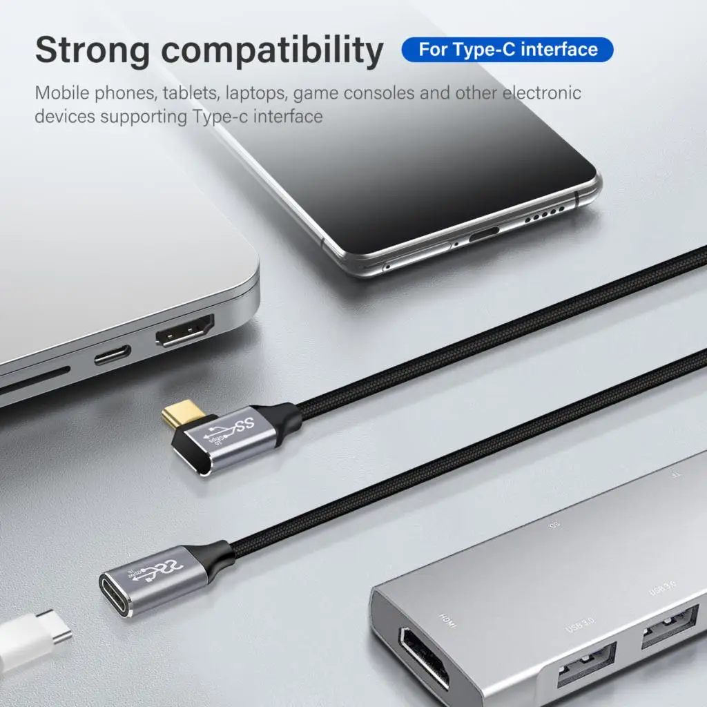 100W PD Fast Charging Cable Male to Female Data Line 4K@60HZ Video Cord 10Gbps USB 3.1 Gen 2 Type C Extension Cable For Laptop image 5