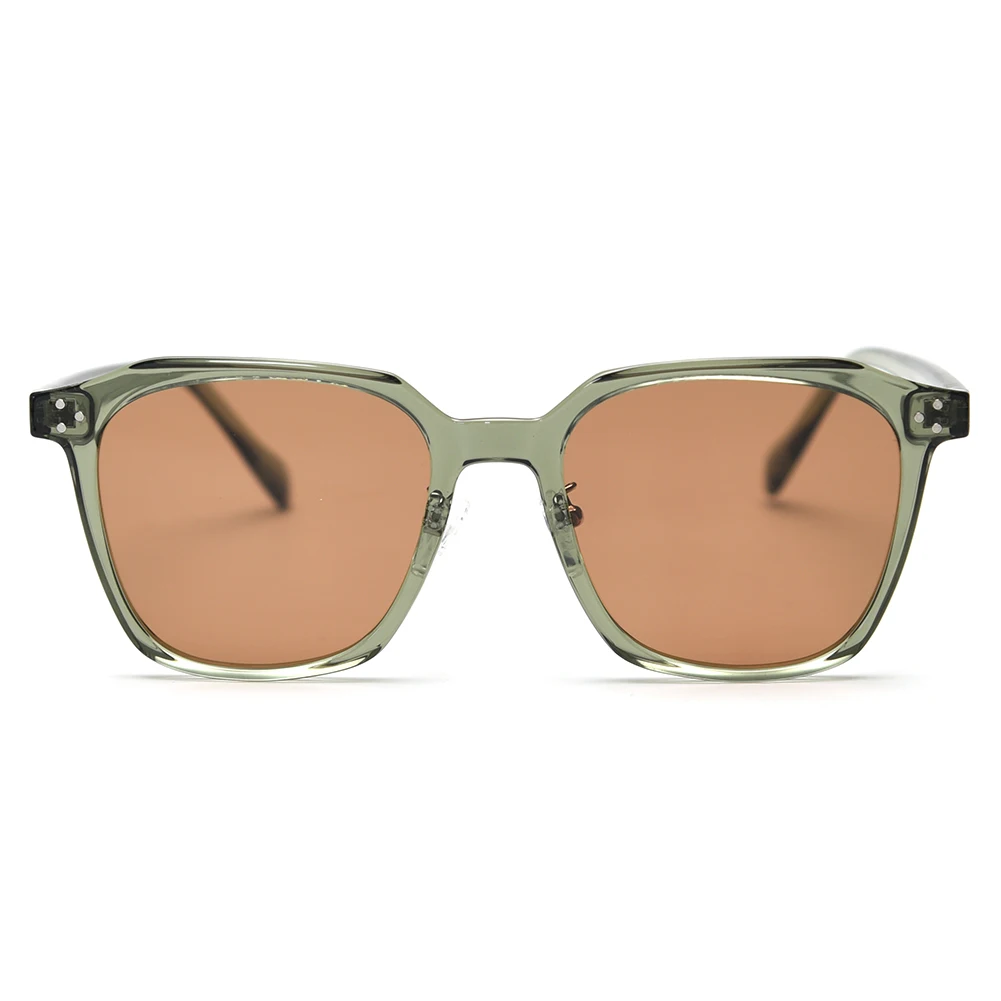 Peekaboo-Lunettes de soleil unisexes à monture carrée TR90, verres polarisés de style rétro, marron et vert, pour hommes et femmes, 600