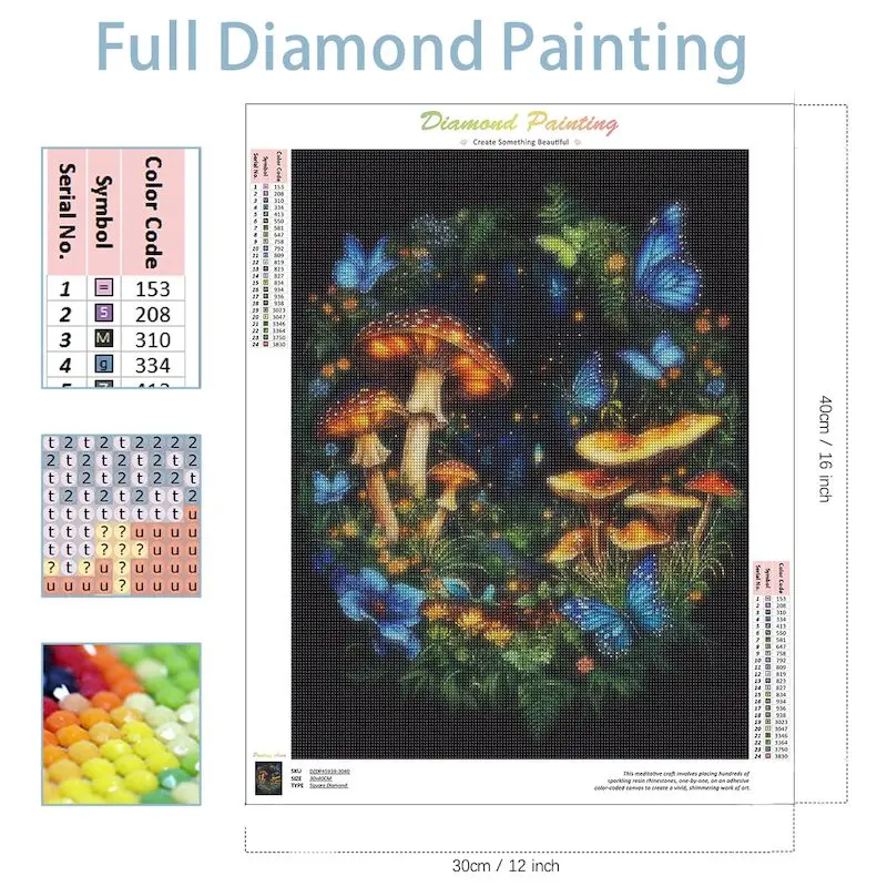 SDOYUNO 5D Diamond Painting Butterfly Mushroom Picture Of Rhinestones Full Drill Embroidery Animal DIY Mosaic Set Home Decor Gif