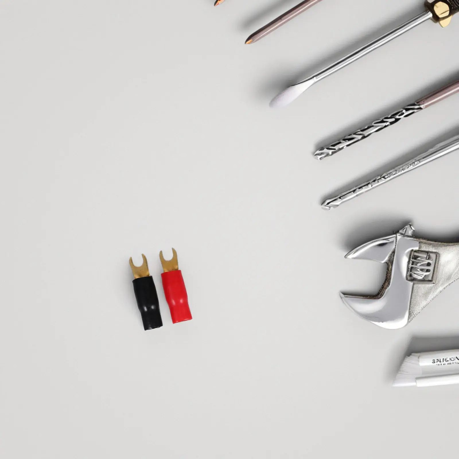 3Pairs Crimp Terminals Fork Connector Gold Plated Copper 0 Gauge Spade Terminal Red Black for Speaker Wire Cable Connectors