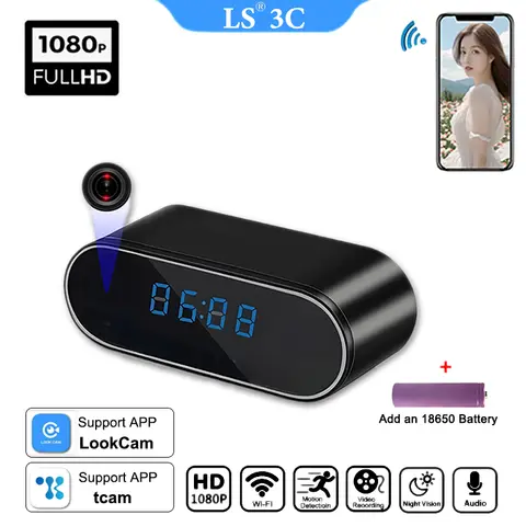 무선 미니 시계 카메라는 가정 및 사무실 모니터링, 보모 네트워크 캠에 사용되는 WiFi 야간 투시경 IP HD 4K 카메라를 지원합니다.