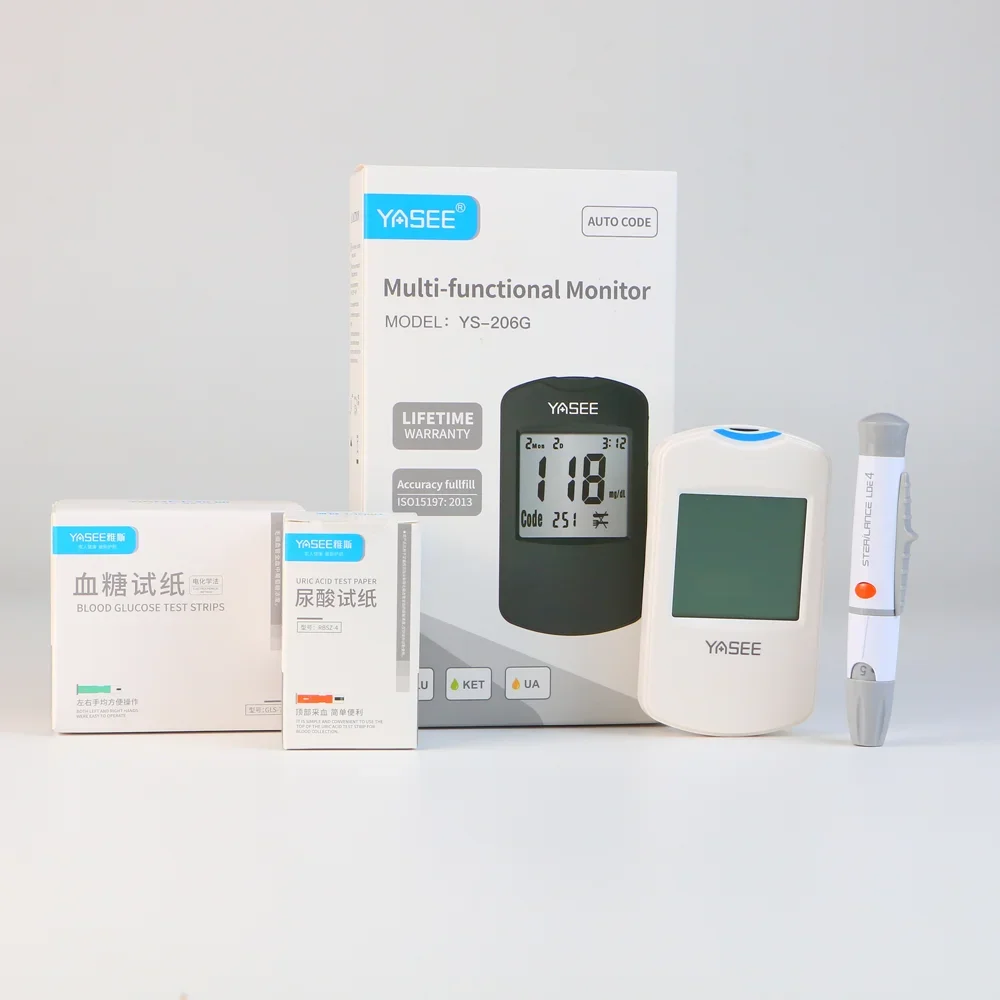 Blood glucose Ketone And Uric acid Test Large LCD display Meter Glucometer Kit Diabetes Blood Ketone Tester 3 in1 Multifunction