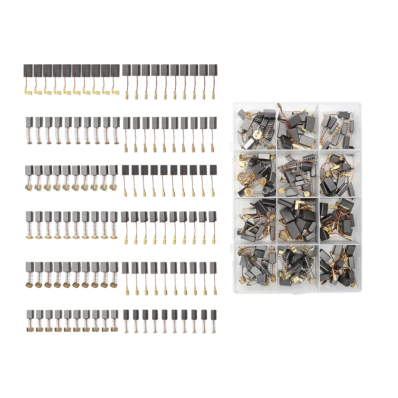 120pcs Carbon Brushes Kit with Oxygen-Free Copper & Anti-Slip, Durable for Power Tools, w/ Storage Box