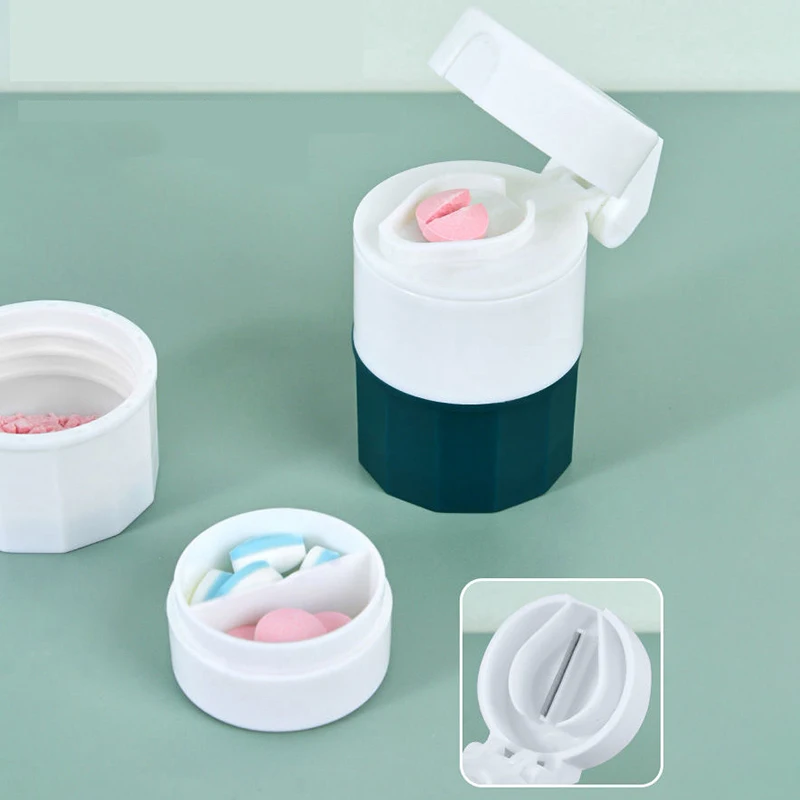 1Pc Multifunction 4 Layer Powder Tablet Grinder Powder Pill Cutter Travel Small Medicine Splitter Box Storage Crusher Separation