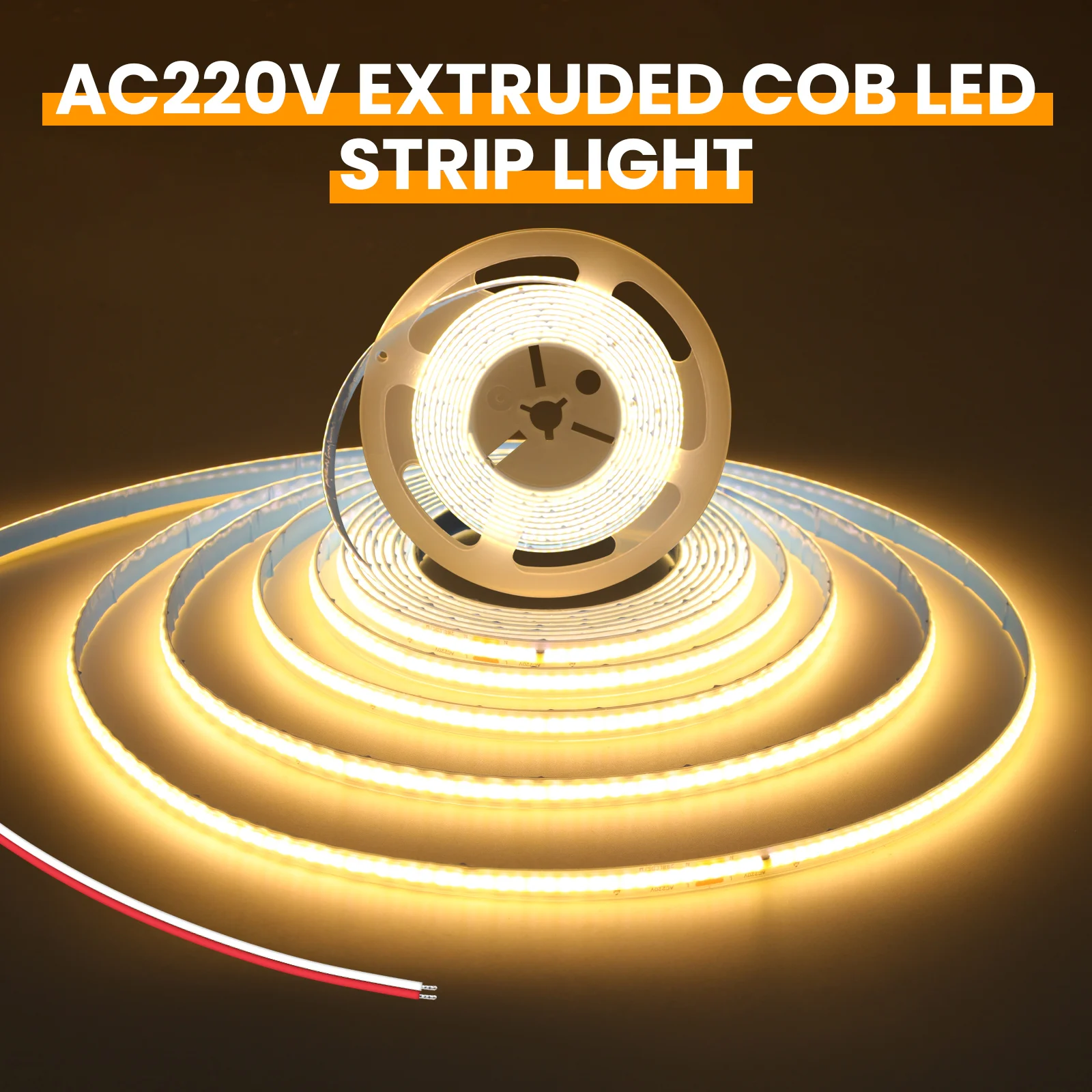 AC 110V 220V LED Strip Light COB 288LEDs/M Flexible IP67 Waterproof Adhesive Tape Rope Lamp With 2Pin Wire/EU US Power Plug