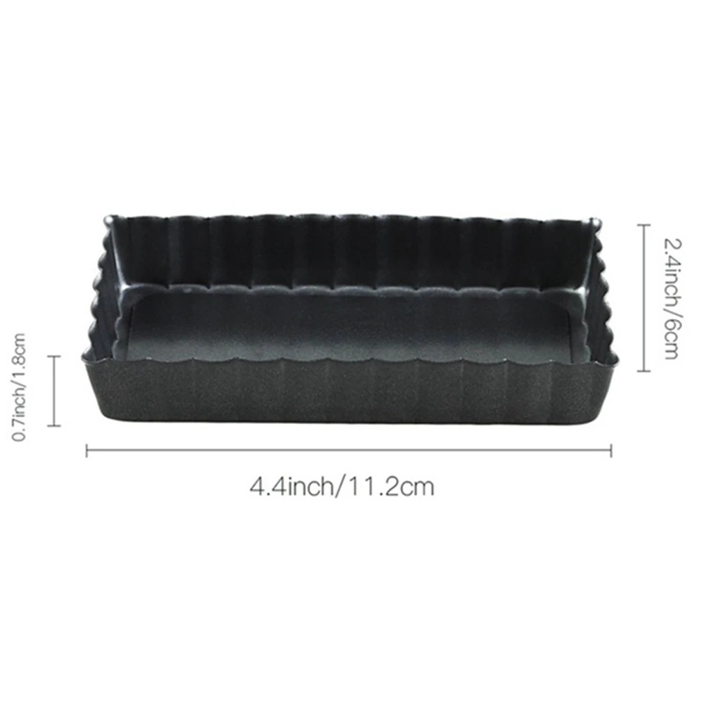 A75K Juego de 8 Moldes Antiadherentes para Quiche y Tartas Rectangulares con Base Extraíble, Moldes Acanalados para Tartas, Pasteles, Bizcochos y Repostería