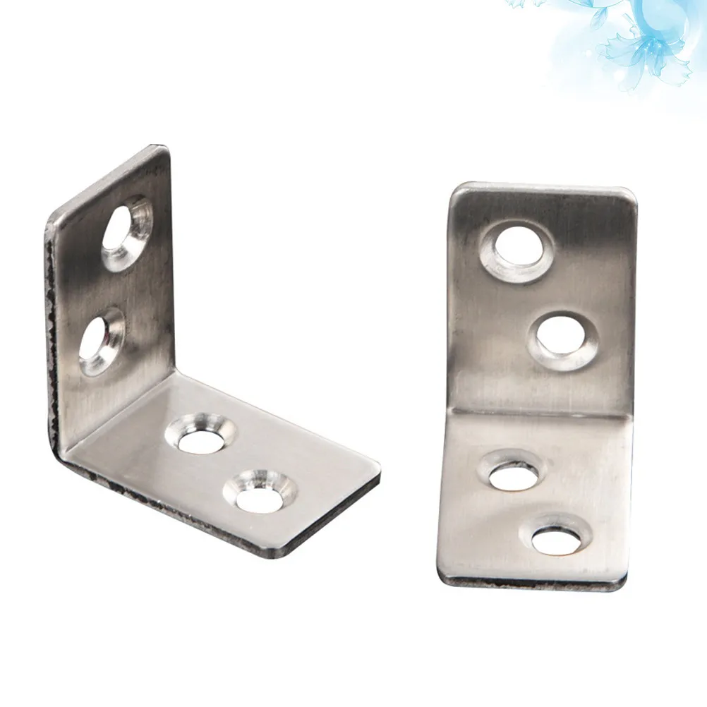 10Pcs Heavy Duty Stainless Steel L-Shaped Corner Brackets for Cabinets, Rustproof Furniture Reinforcement Hardware