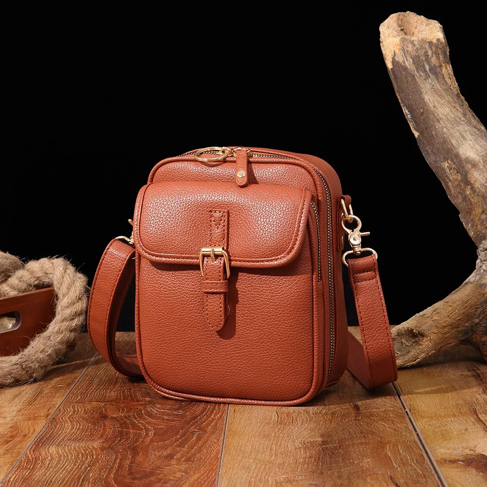 

Retro Shoulder Bags for Women Men Leather Crossbody Bags Anti-Theft Messengers Bag Cell Phone Belt Pack Multi-pockets