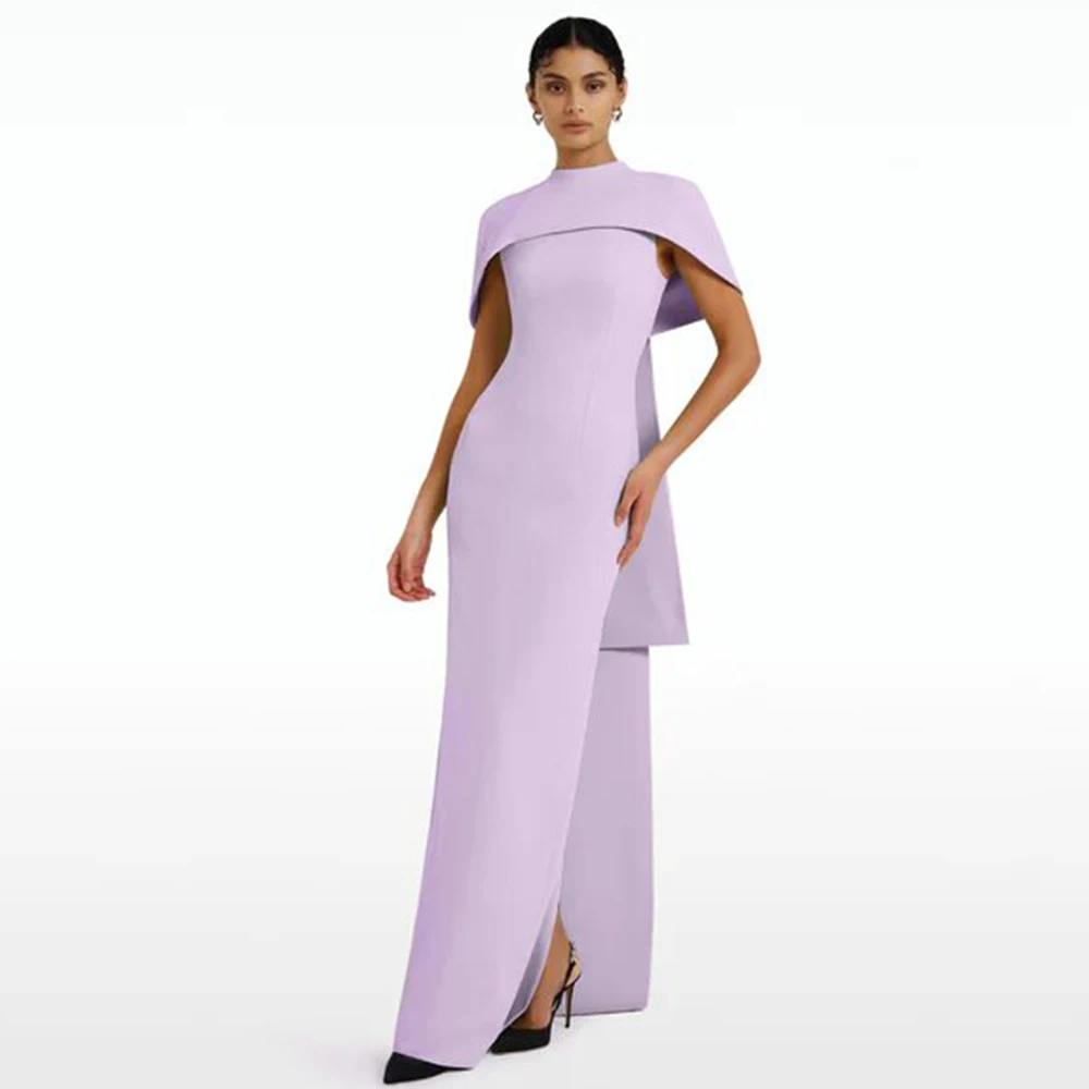 

Best Selling Evening Dresses Sheath/Column Jersey Valentine's Day Dress Lavender O-Neck Watteau Train 2024 Prom Gown Maxi