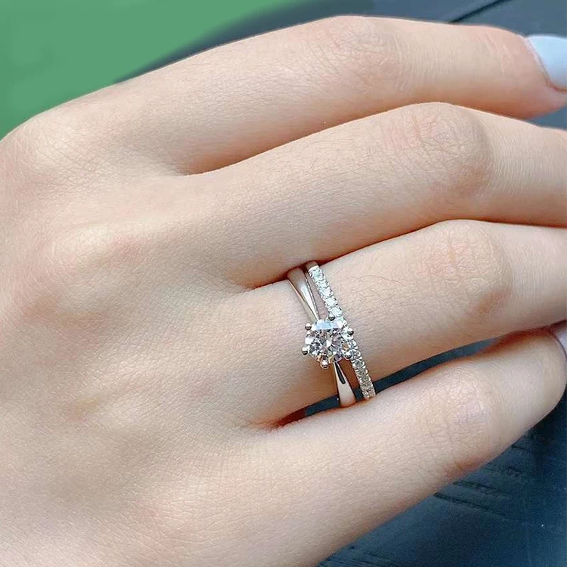 NeeTim 0,5-5ct Moissanit-Ring für Damen, 925er Sterlingsilber mit Weißgold-Beschichtung, funkelnder Verlobungs- und Ehering-Schmuck – Detail 11