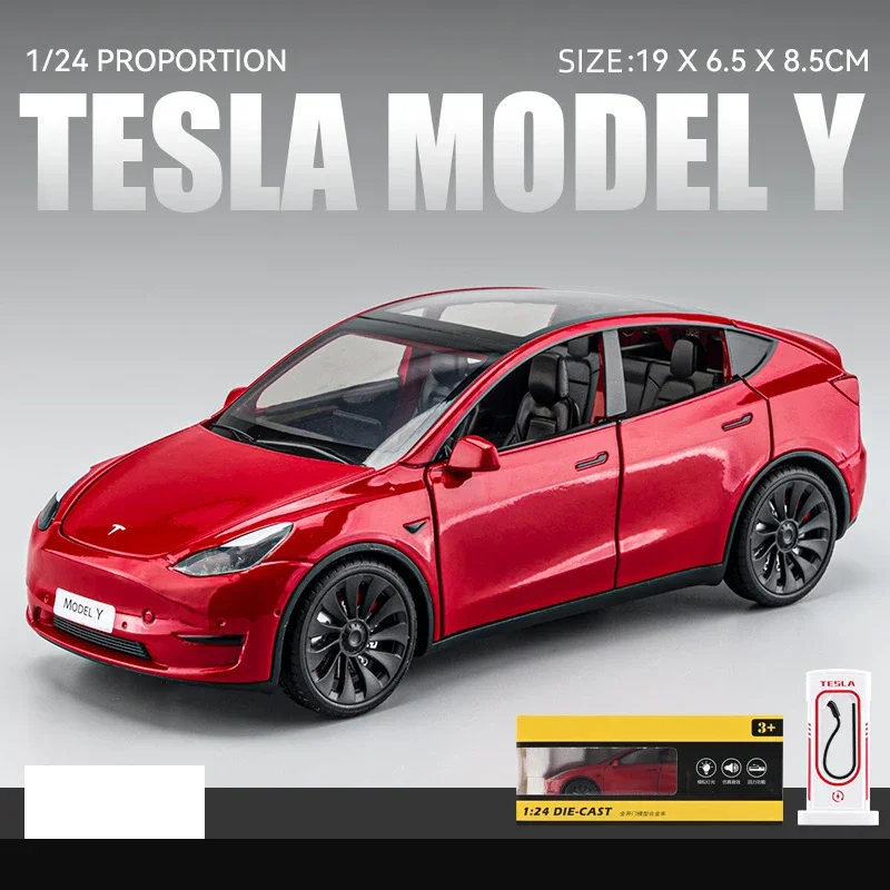 1:24 Tesla Model Y Model 3 Model S Metaallegering Diecast Speelgoedautomodel Geluid en licht Kinderspeelgoed Collectibles Verjaardagscadeaus