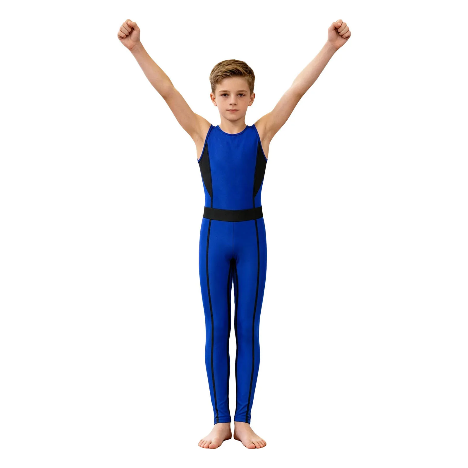 Ärmelloses Gymnastik-Unitard für Jungen, Kinder-Trainingsanzug, dehnbarer Leotard, Tanz-Trainings-Jumpsuit, Ballett-Tanz-Wettkampfkleidung – Detail 14