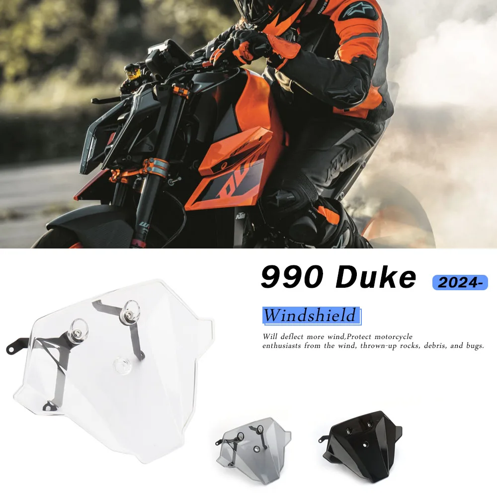 

Motorcycle Accessories 3 Color Windshield Sport Windscreen Screen Wind Deflector For 990 DUKE 990Duke 990 Duke 2024