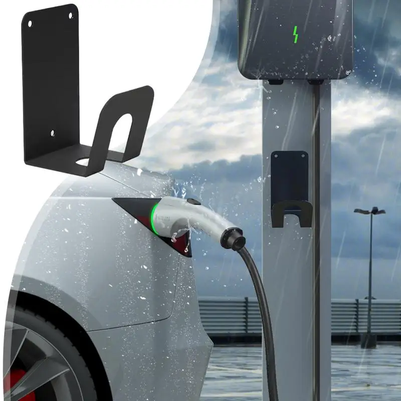 สายชาร์จ EV ผู้ถือโลหะรถยนต์ไฟฟ้า Wall Mount J-Hook สายชาร์จ Organizer Wallbox ผู้ถือสาย