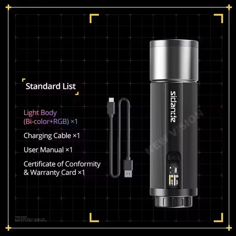 AMBITFUL SIDANDE 12W Taschenlampe PRO 3500-7000k RGB-Licht Eingebauter 9000mAh-Akku Ausdauer 150 Minuten Volle Leistung 5