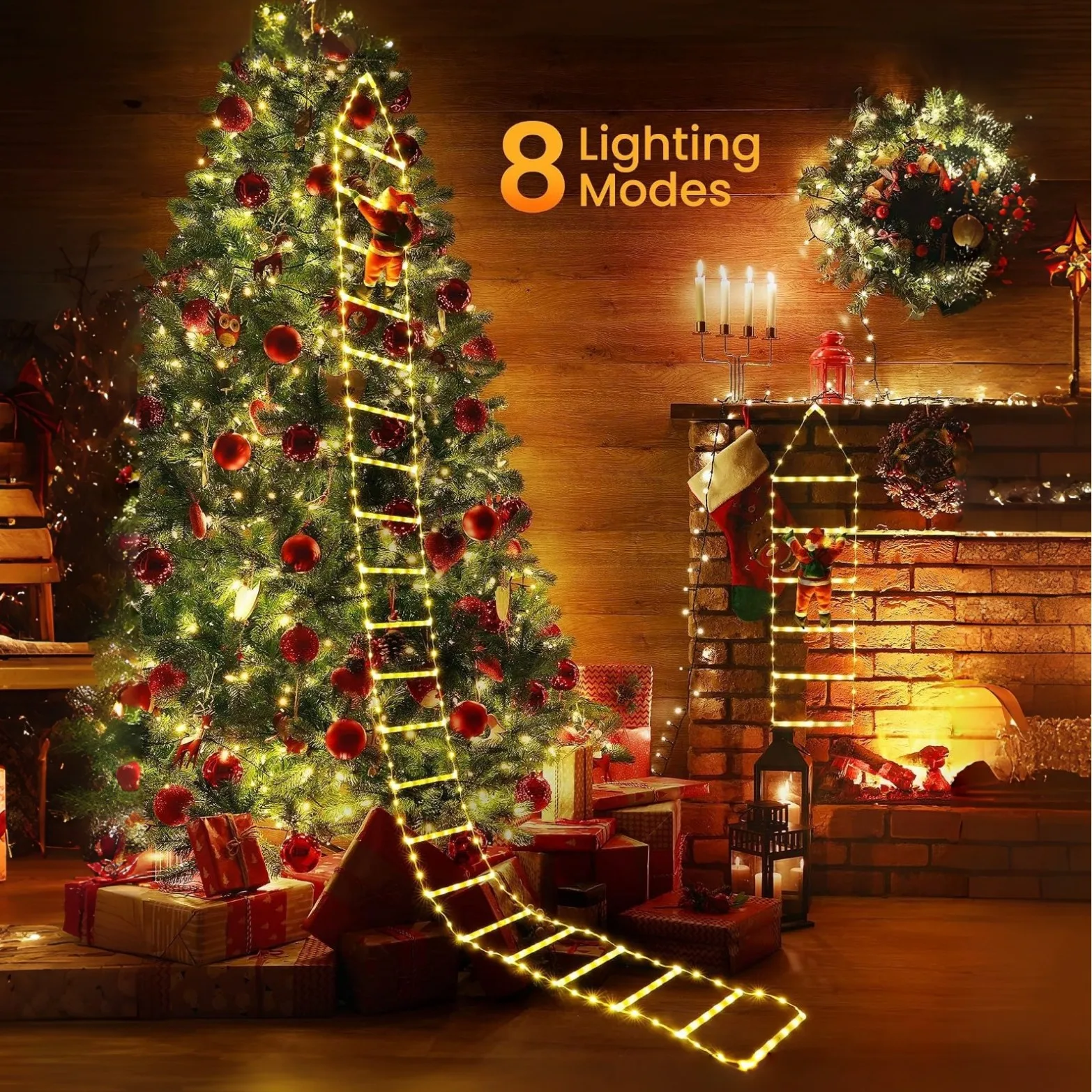 Santa Claus Ladder Light String Christmas Decoration Pendant LED Festive Outdoor Garden Ambient Light Fast Delivery