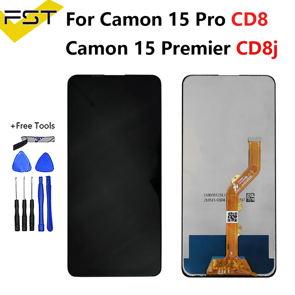 For Tecno Camon 15 Pro CD8 LCD Display Assembly Complete Touch Screen Digitizer Replacement LCD Camon 15 Premier CD8j