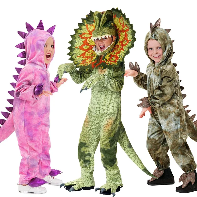 Disfraz de dinosaurio para niños Jurassic World Pink Girls Tilly el dinosaurio t-rex Dilophosaurus disfraz de Halloween para niños Cosdea
