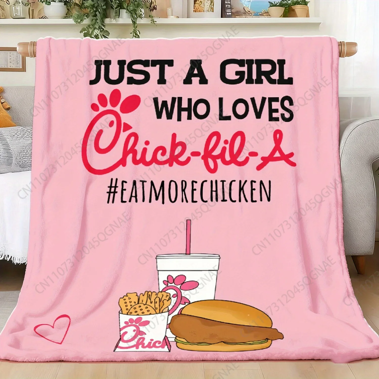 Custom JOOCAR Chick-fil-A Inspired Flannel Blanket - Soft Polyester 280GSM All-Season Cozy Throw With Iconic Logo, Menu Items &