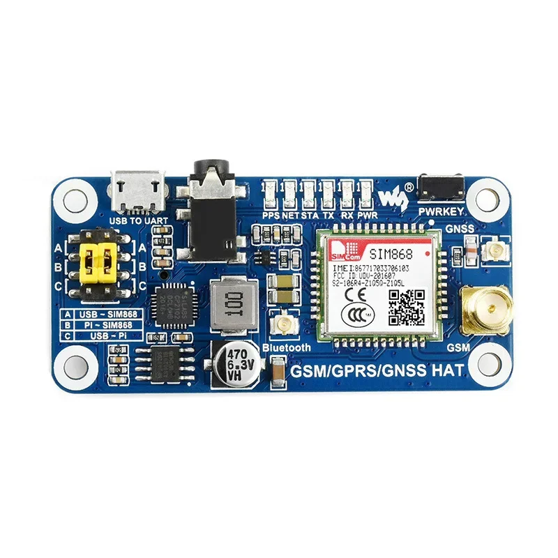 

Raspberry Pi 4B SIM868 GSM GPRS GNSS Bluetooth, phone module