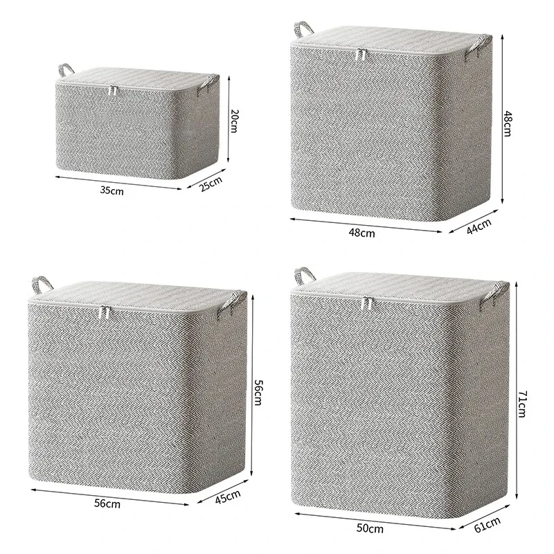 Quilt Bins Container Fabric Storage Bags With Lids Houndstooth Clothes Organizers With Handle Closet Wardrobe Space Saving Bag
