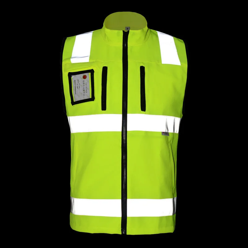 SFVEST HIGH VISIBILITY REFLECTIVE WAISTCOAT ELASTIC OXFORD 3M SCOTCHLITE TAPES WORKING VEST WITH ID POCKETS MENS FREE DELIVERY