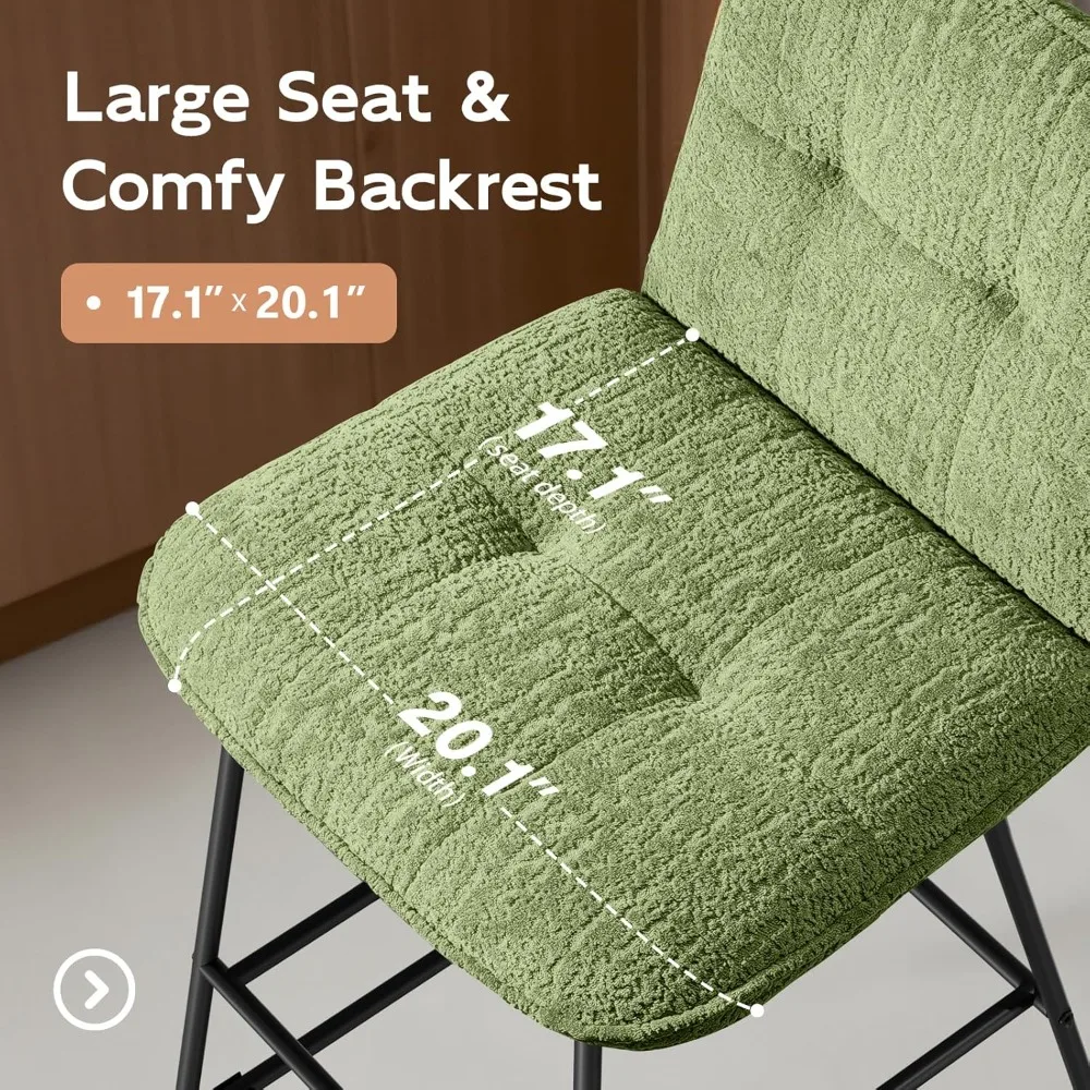 Bar Stools Set of 3, 26 inch Counter Height Bar Stools with Back,Wide Seat Fabric Modern Barstools for Kitchen Island with Metal