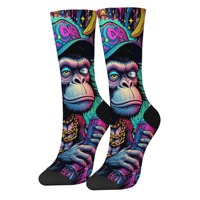 Street hip hop monkey happy men's socks novelty Harajuku funny crew socks comfortable fashion casual sports socks holiday gift