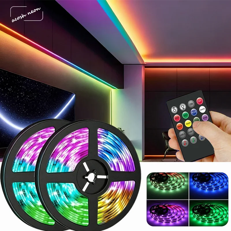 5V USB RGB LED Tape Lights, Dimmable Cuttable Strip with 20 Key Remote, Music Sync DIY Ambient Lights for Home Party Decoration