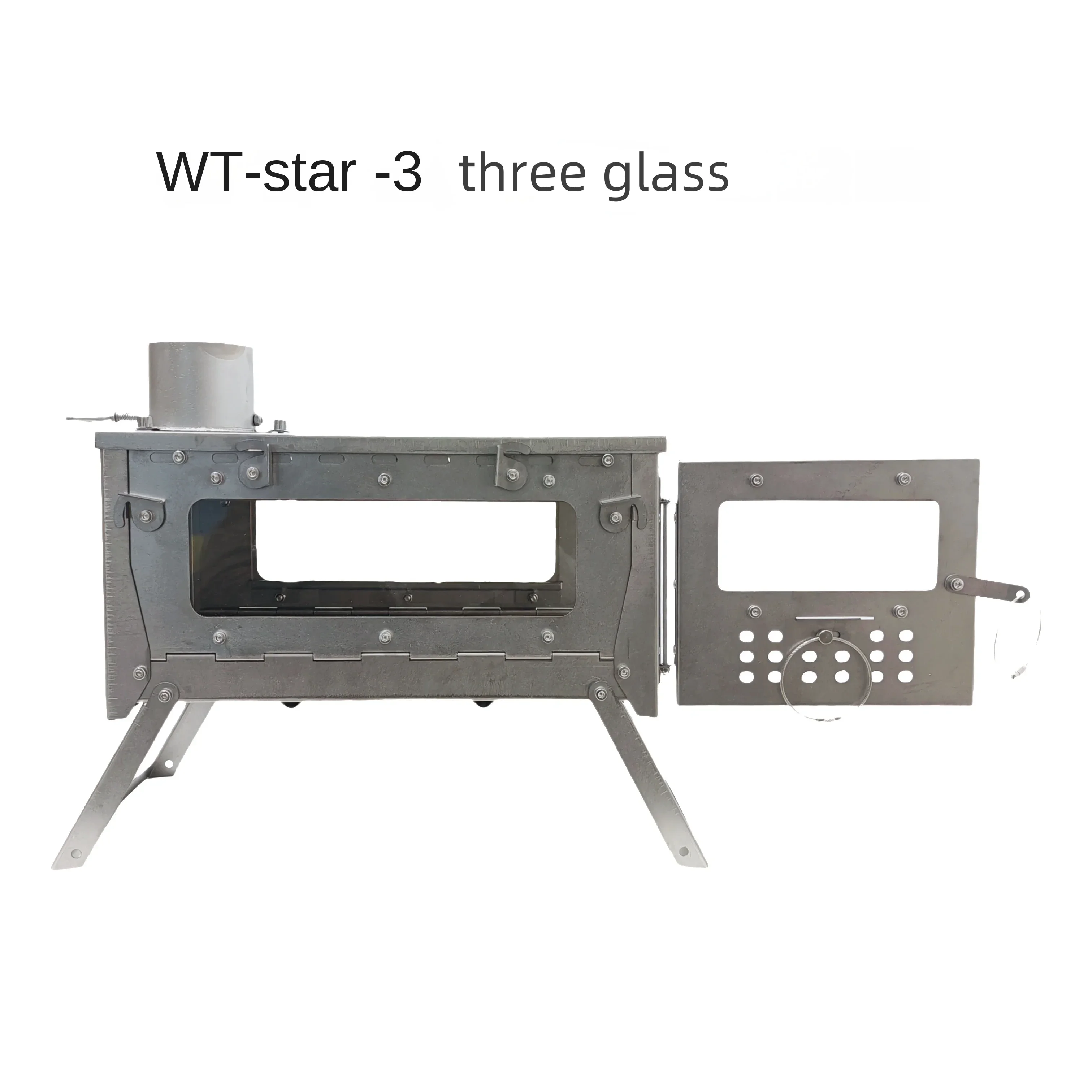 WT−Star−Ti 折り畳みチタン薪ストーブ未使用品 3面ガラス Wt star-tiチタン合金折りたたみ薪ストーブ,ストーブ,暖房,ハイキング