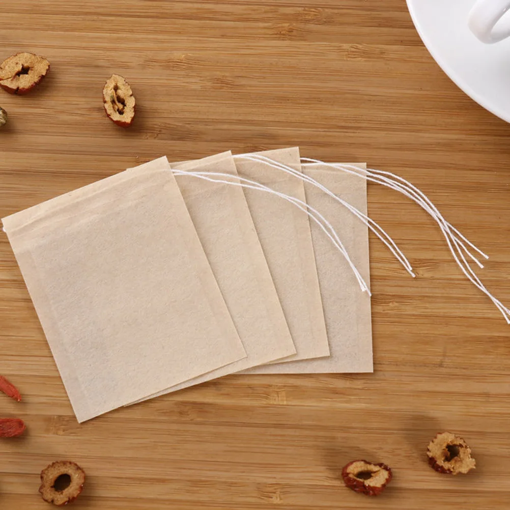 

100pcs 6X8Cm Drawstring Tea Bags Filter Paper Empty Pouches For Loose Leaf Tea Herbal Powder Food Grade Universal Fit Disposable