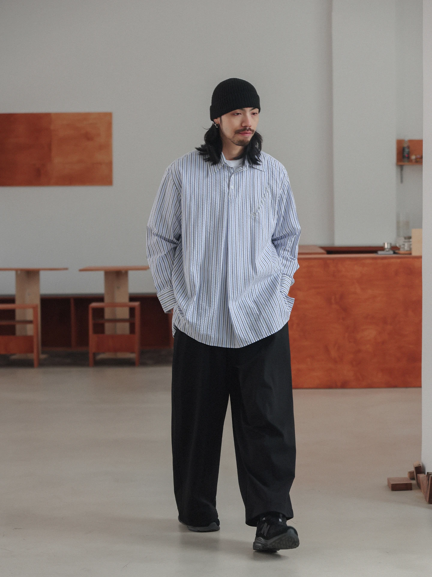 

Noears Japanese Sle Vintage Boys Long Sve Blue Striped Casual Loose Commute irt Breathable Pure Cotton Spring Autumn